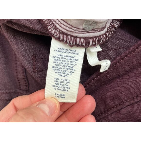 Caslon Burgundy Wine Skinny Jeans Size 29 Ankle Raw Hem Stretch Denim - Picture 11 of 12